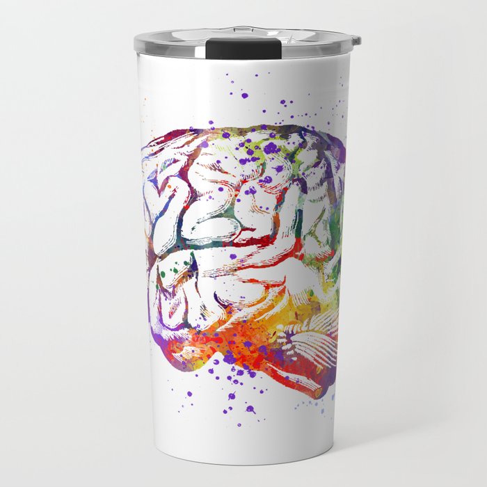 Brain Art Human Brain Anatomy Art Brain Watercolor Anatomy Decor Anatomical Brain Medical Art Travel Mug