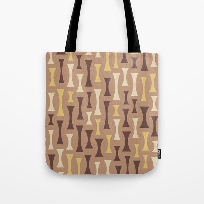 Retro Mid Century Modern Abstract Pattern 636 Brown Yellow and Beige Tote Bag