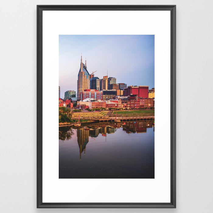 Downtown Nashville Over The Cumberland River Framed Art Print