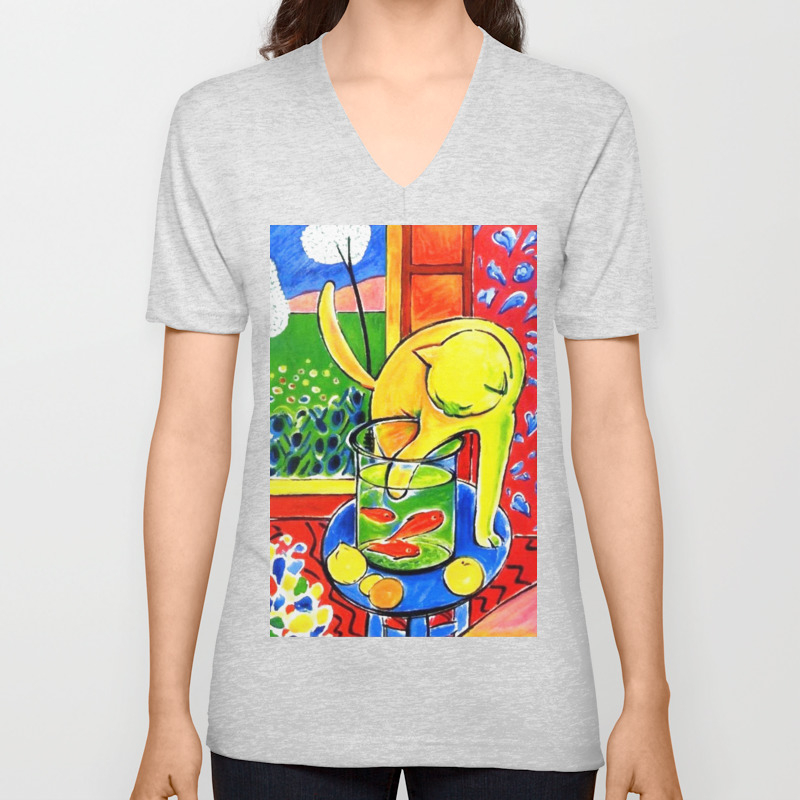 Henri Matisse Le Chat Aux Poissons Rouges 1914 The Cat With Red Fishes Artwork Unisex V Neck By Cloth O Rama Society6
