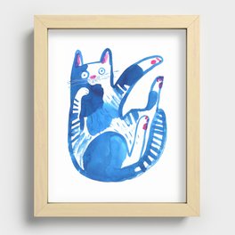 Blue cat Recessed Framed Print