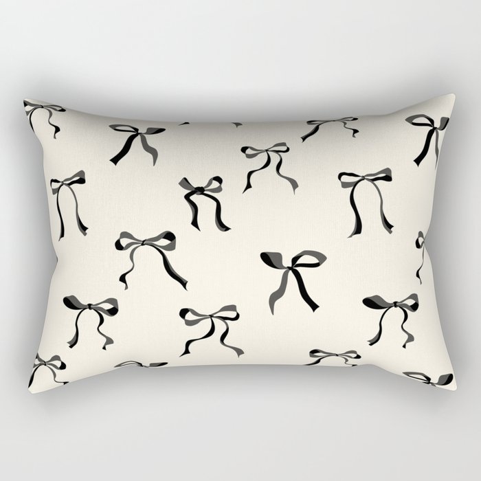 Coquette black loose ribbons on a cream background pattern Rectangular Pillow