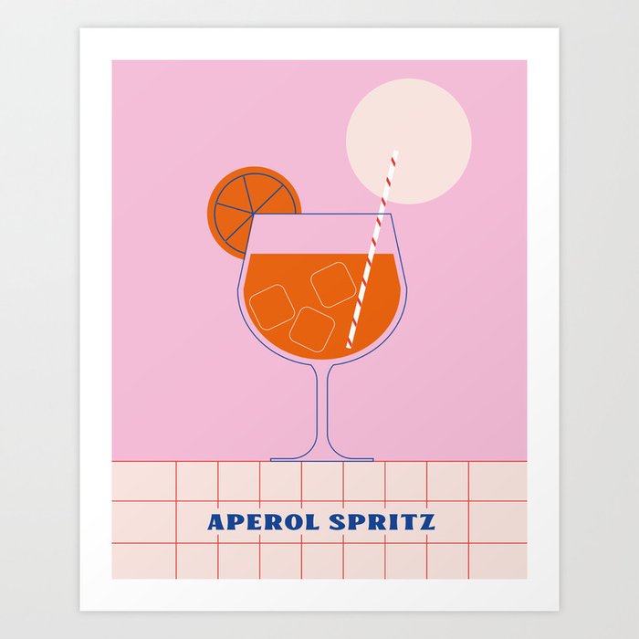 Aperol Spritz Cocktail Art Art Print