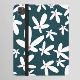 Quirky Florals in Dark Teal, Orange and White iPad Folio Case