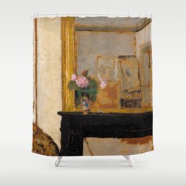 Vase of Flowers on a Mantelpiece, 1900 by Edouard Vuillard Shower Curtain