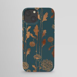 Art Deco Copper Flowers  iPhone Case | Floral, Garden, Artdeco, Wildflowers, Emerald, Pattern, Abstract, Flowers, Spring, Cottagecore 