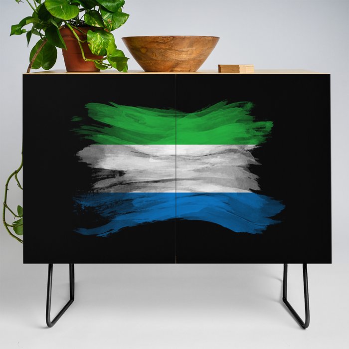 Sierra Leone flag brush stroke, national flag Credenza