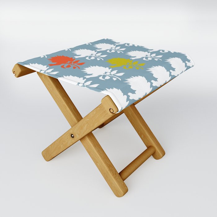 Protea Silhouettes on Teal Folding Stool