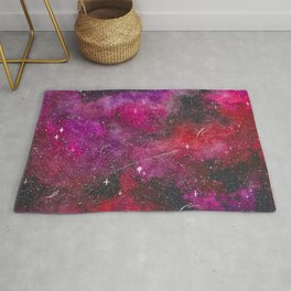 Deep pink, purple, and red galaxy Rug | Stars, Starry, Watercolour, Cosmos, Nebula, Colourful, Galaxy, Red, Pink, Painting 
