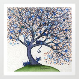 Oregon Whimsical Cats in Tree Art Print