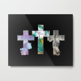 Three Crosses Metal Print | Fluidpainting, Easter, Heisrisen, Eastercrosses, Dodiemccandless, Cross, 3Crosses, Acrylicpour, Graphicdesign, Crosses 