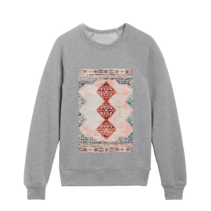 Traditional Vintage Moroccan carpet Artwork Kids Crewneck