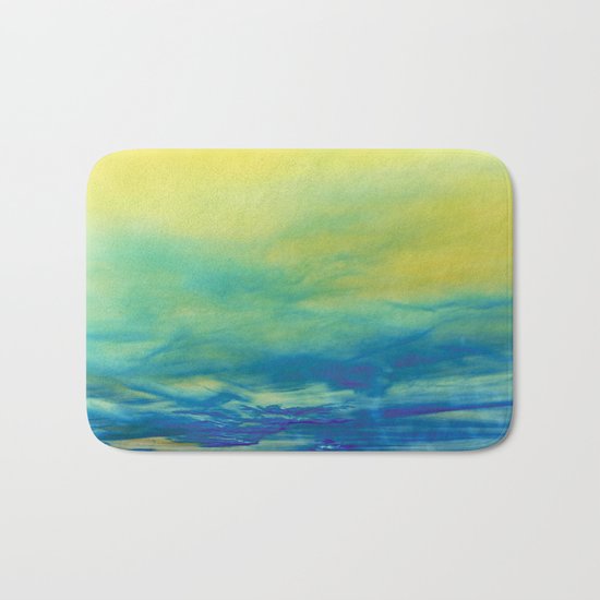 YELLOW & BLUE TOUCHING #1 #abstract #art #society6 Bath Mat