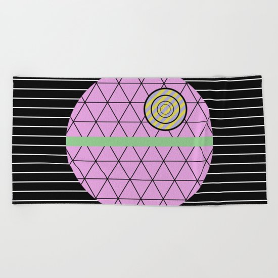 Death Star (Abstract, pastel, geometric artwork) Beach Towel