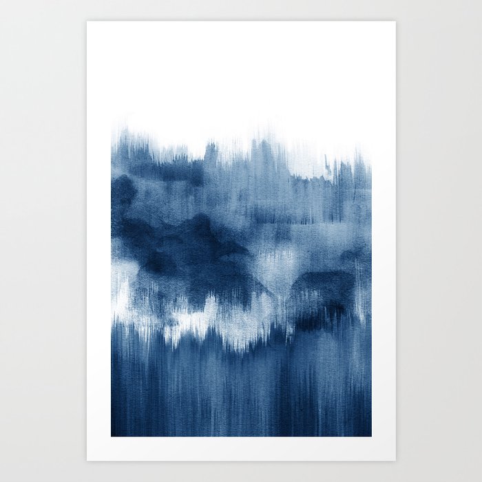 Art Print | Blue Watercolor Brush Strokes by Nouveauprints - X-Small - Society6