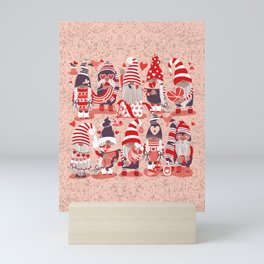 I gnome you more // flesh background red and orange shade Valentine's Day gnomes and motifs Mini Art Print