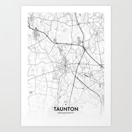 Taunton, Massachusetts, United States - Light City Map Art Print
