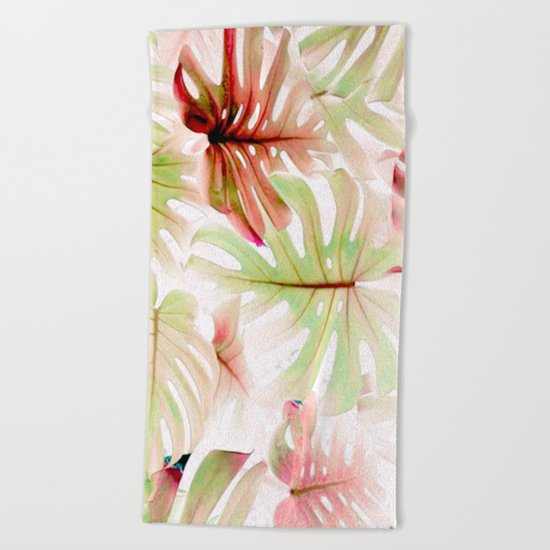 Monstera Pastel Beach Towel