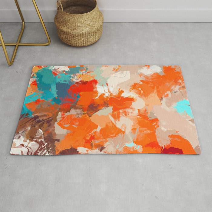 Pleasure, Abstract Painting Summer, Positivity Modern Bohemian Pop of Color Bright Good Vibes Rug