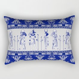 Egyptian Gods and Ornamental border - blue and grey Rectangular Pillow