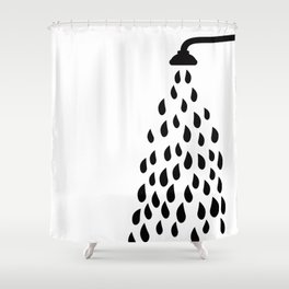 Black and white shower head drops of water Shower Curtain