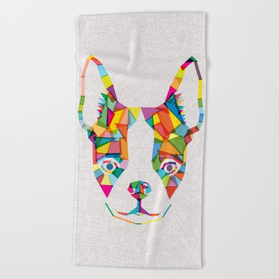 Rainbow Bulldog Beach Towel