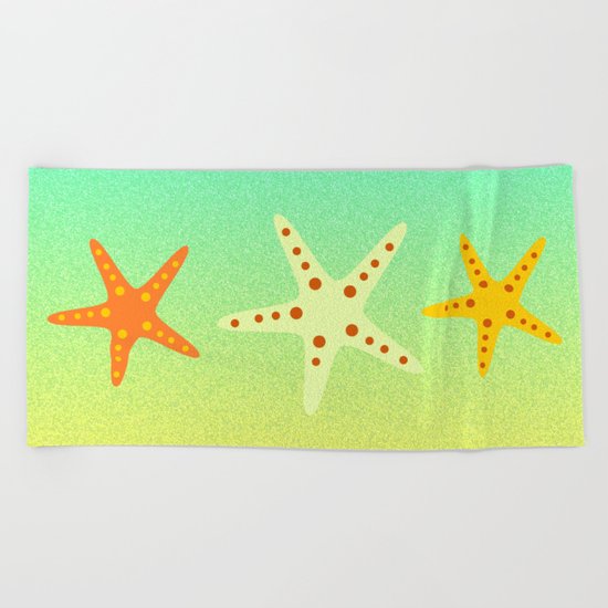 Sand, ocean and sea stars Beach Towel