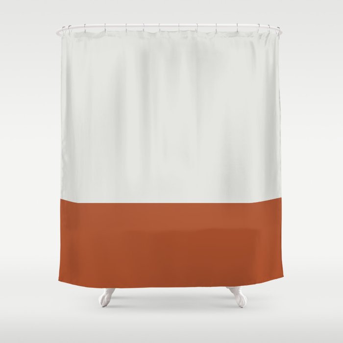 Beige Color Block Shower Curtain, Terracotta Color Shower Curtain