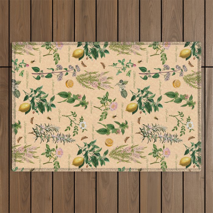 Vintage Aromatherapy Garden Outdoor Rug