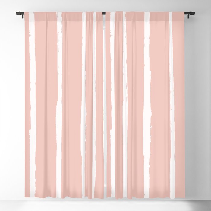Peach Rose & White Lines  Blackout Curtain