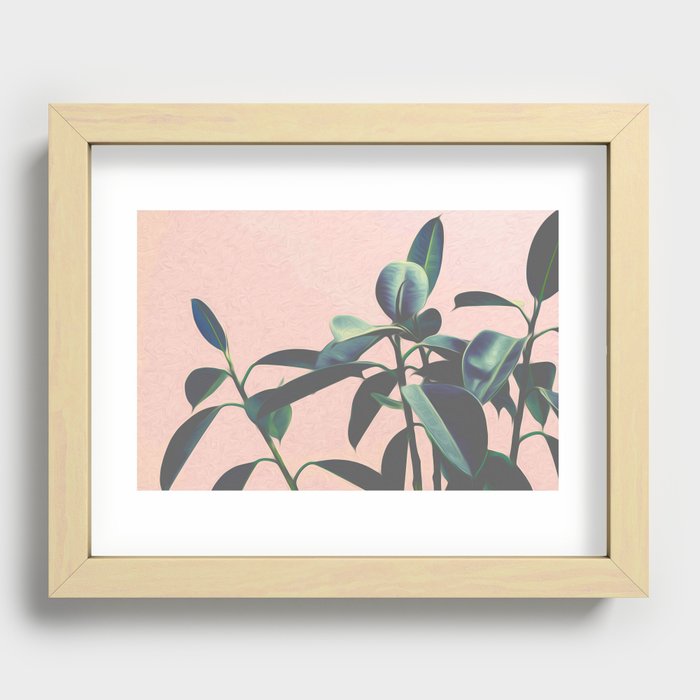 Pink Tropical Leaves Recessed Framed Print
