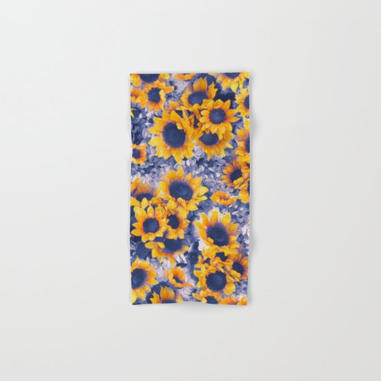 Sunflowers Blue Hand & Bath Towel