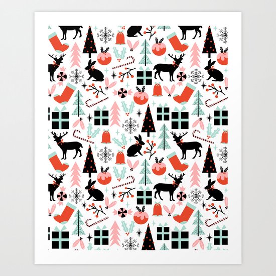 Christmas ornaments minimal holly reindeer candy cane christmas tree