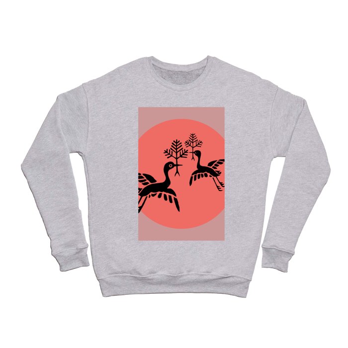 Peace Birds Mid-Century Minimalist Graphic Living-Coral Crewneck Sweatshirt
