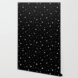 Scattered Stars - white on black Wallpaper