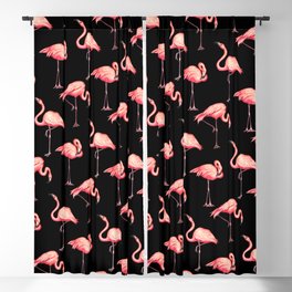 Flamingo Pattern - Black Blackout Curtain
