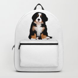 Bernese mountain dog puppy Backpack | Fluffy, Pop Art, Oil, Watercolor, Ink, Bernesemountain, Digital, Adorable, Black And White, Aerosol 