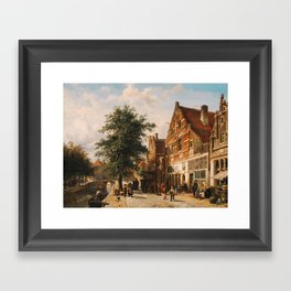 Pooping dog ruining a beautiful old dutch painting 3 Framed Art Print