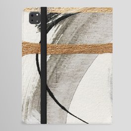 Armor [7]: a bold minimal abstract mixed media piece in gold, black and white iPad Folio Case