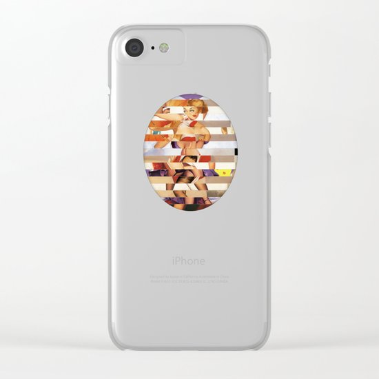 Glitch Pin-Up Redux: Amber Clear iPhone Case