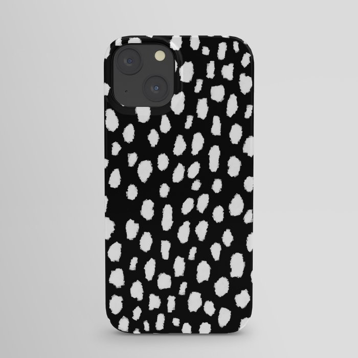 Handmade polka dot brush strokes (black and white reverse dalmatian) iPhone Case