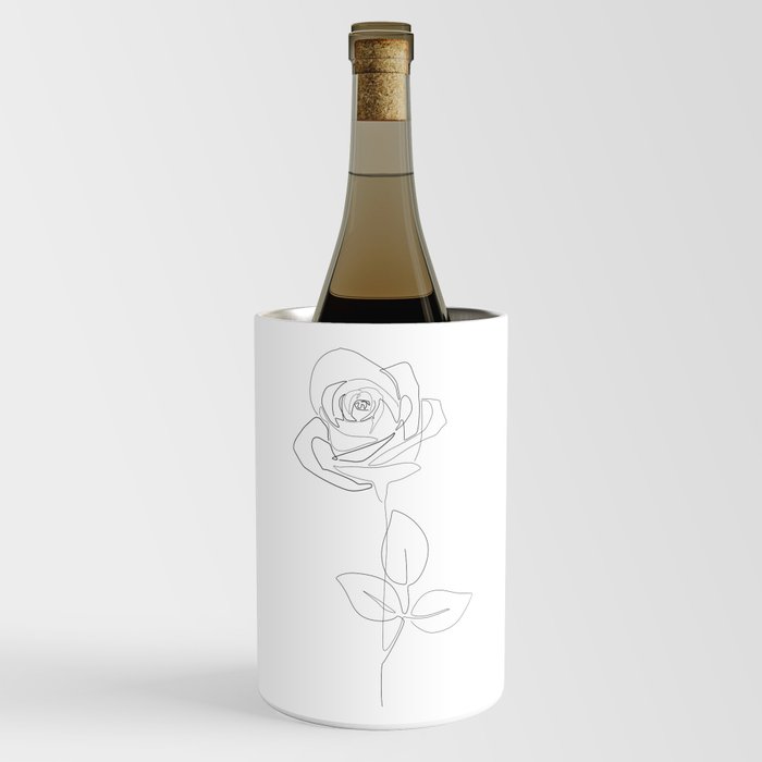 White Rose / fine line flower drawing  Wine Chiller