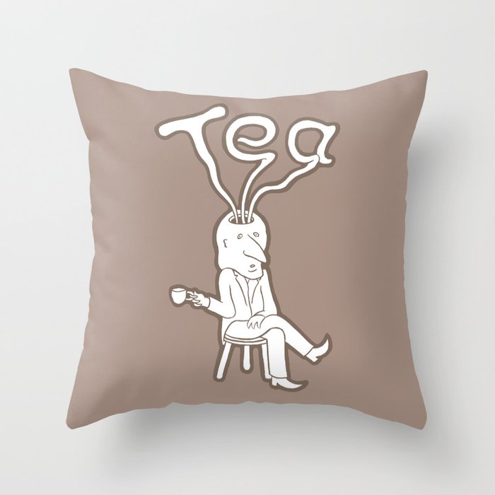 Tea Head Throw Pillow