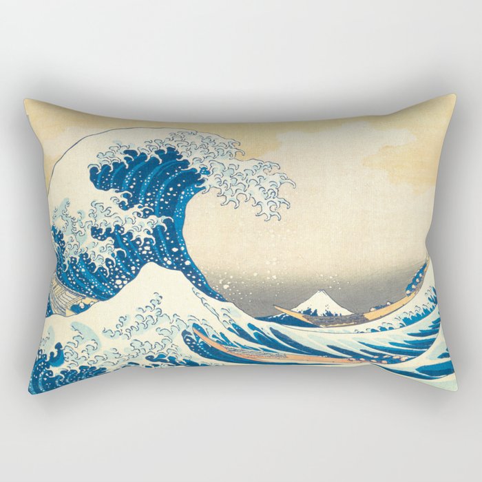 Japanese Woodblock Print The Great Wave of Kanagawa by Katsushika Hokusai Rectangular Pillow