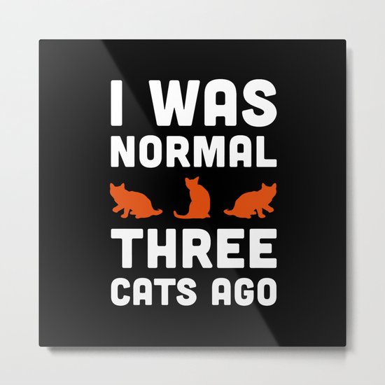 Three Cats Ago Funny Quote Metal Print