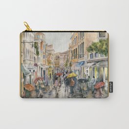 Venice Italy Street in the Rain, Travel Poster Carry-All Pouch