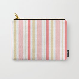 Strawberry Cake Stripes  Carry-All Pouch | Gold, Pink, Country, Yellow, Simple, Retro, Lines, Cute, Pattern, Stripes 