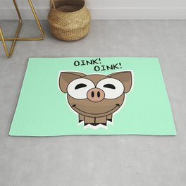 Pig Oink Piggy Pink animal framed poster art mug Rug | Children, Funny, Animal, Illustration 