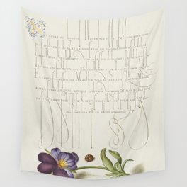 Vintage floral calligraphic poster art Wall Tapestry