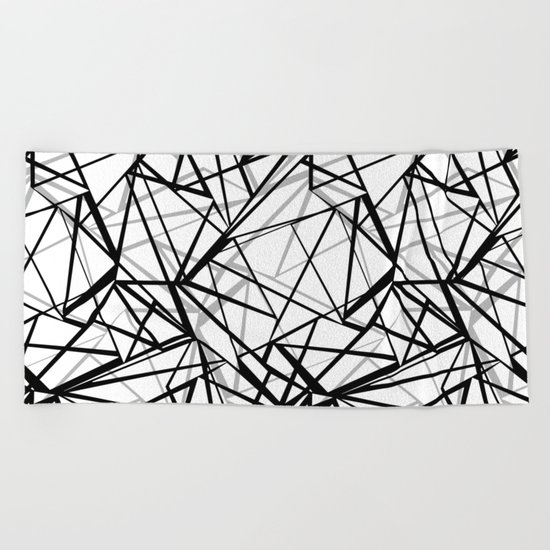 Black and white abstract geometric pattern . Beach Towel